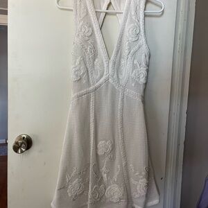 Anthropologie Ivory Floral Backless Dress